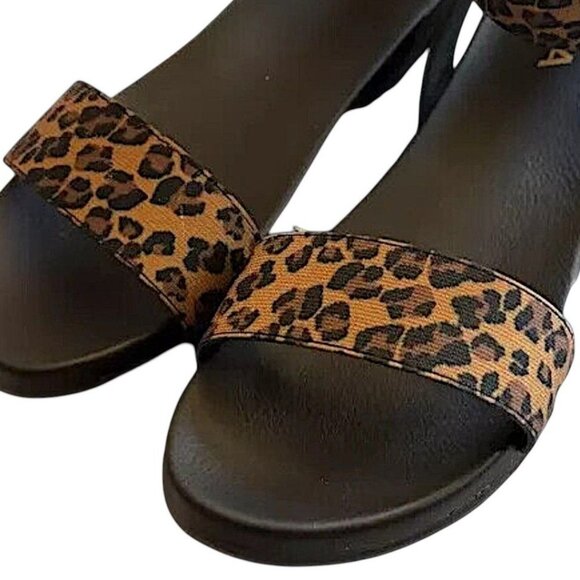 MIA Womens Leopard Print Sandals Open Toe Ankle Strap Size 7 Black/Brown Summer - Picture 7 of 7